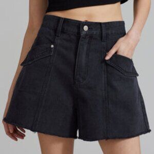 The Frankie Shop Mahoney denim pocket washed black shorts - Size Small